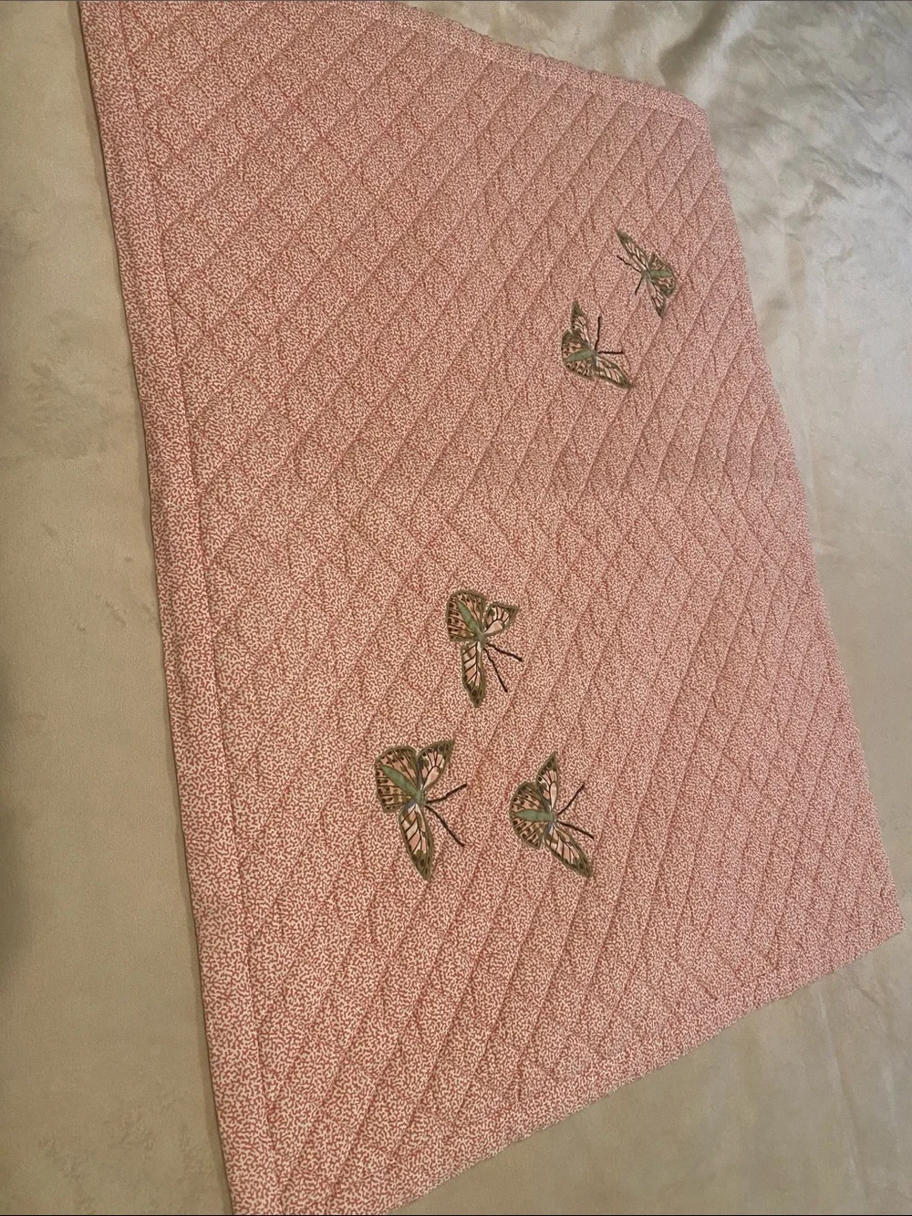 Handmade Quilted Butterfly Crib Blanket